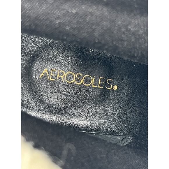 Aerosoles Envision Ankle Bootie Women's 11M Black Leather Faux Fur Trim Lace Up - Picture 8 of 10